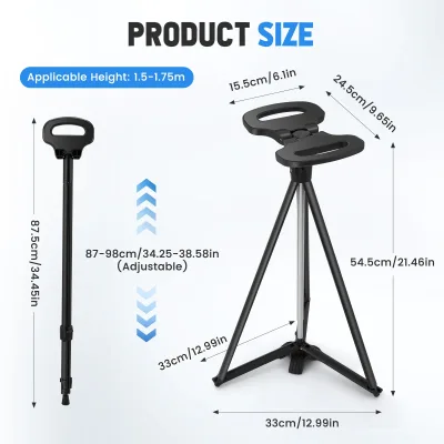 Canne pliante avec siège en aluminium et ABS – image 2