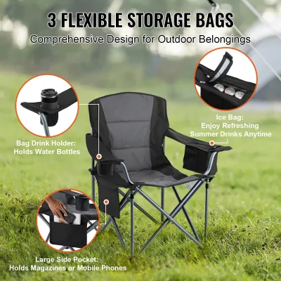 Chaise pliante de camping à dossier rembourré – image 2