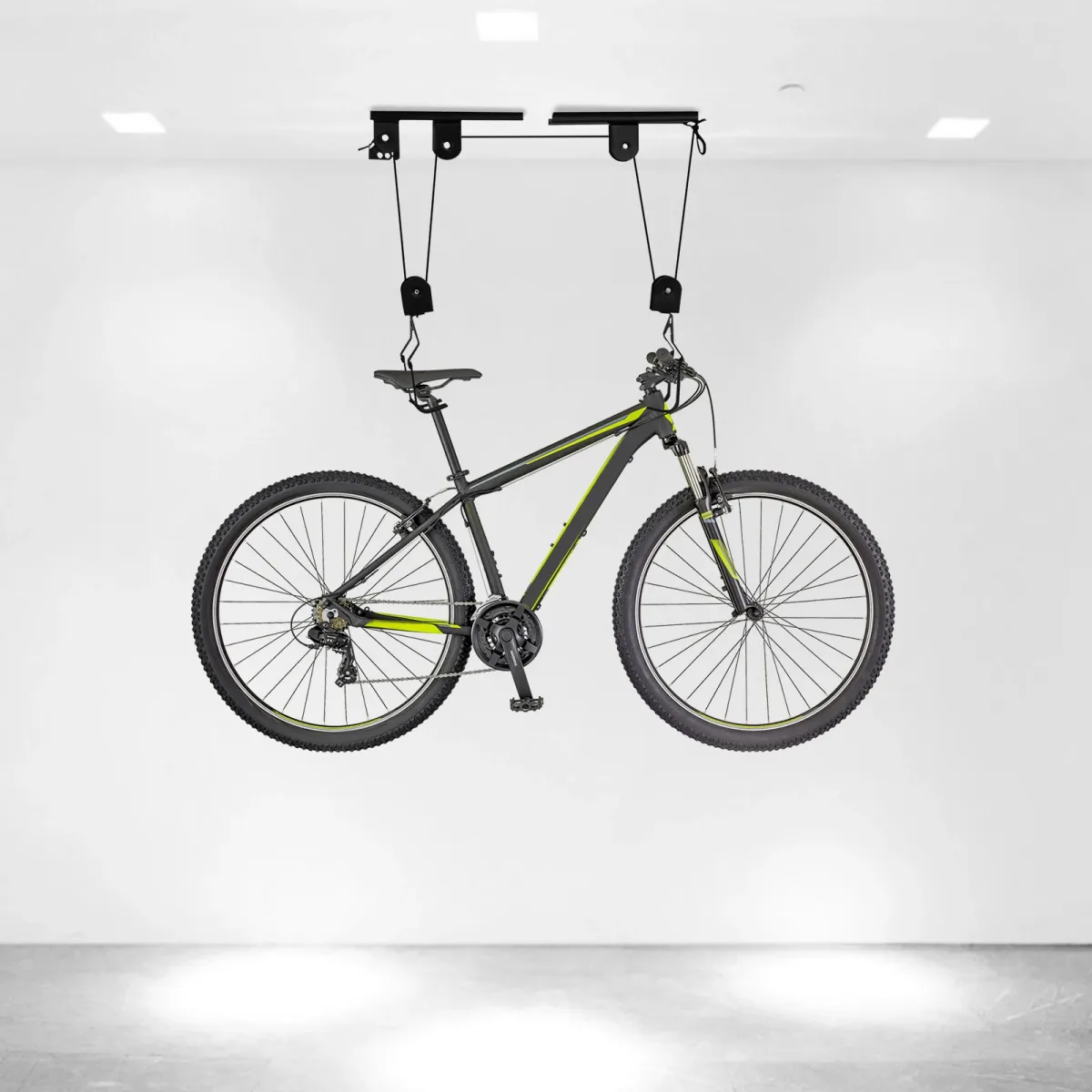 Palan de plafond pour vélo en acier noir