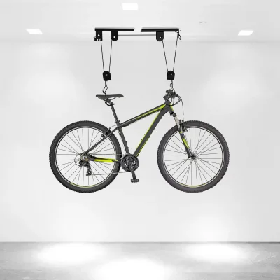 Palan de plafond pour vélo en acier noir