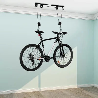 Palan de plafond pour vélo en acier noir – image 3