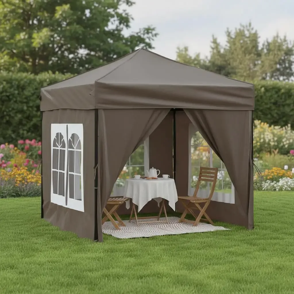 Tente de réception pliable taupe 2 × 2 m