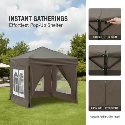 Tente de réception pliable taupe 2 × 2 m – image 2